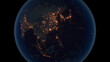 Far East. The Night View of City Lights. Eastern Asia - Planet Earth. Political Borders of East Asian Countries: China, Japan, Mongolia, Korea, India. Super Detailed Space View. 3D Illustration.