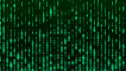 Abstract green glitch background. Flowing energy particles. Digital green code. Hacker concept. 3d rendering.