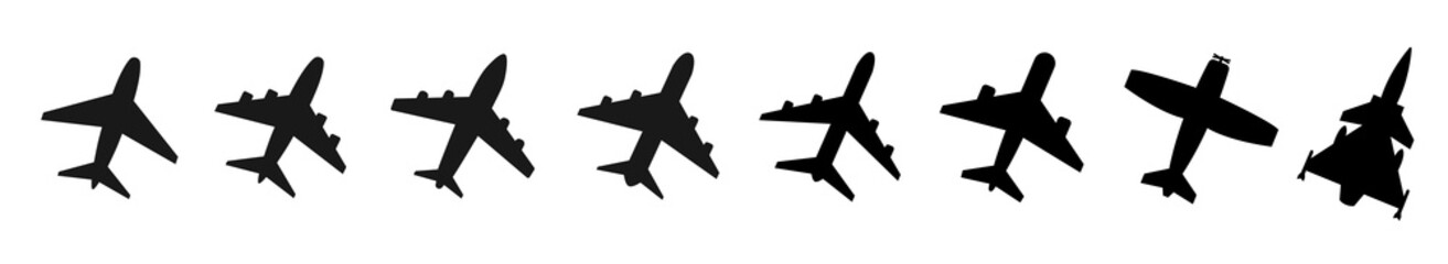 Wall Mural - Set airplane flat icon. Vector illustration