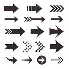 Poster - Set of Simple Assorted Arrow Shape Design Template Vector, Black Silhouette Arrows Collection