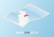 © boldg - Folded paper map of Massachusetts with neighboring countries in isometric style.