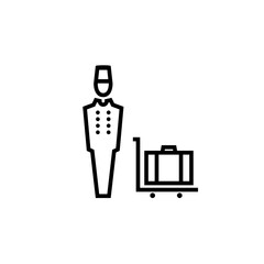 Wall Mural - Bellhop line icon. Clipart image isolated on white background