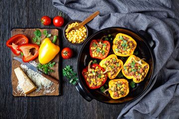 Wall Mural - stuffed bell peppers with ground beef, corn