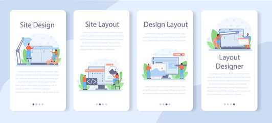Wall Mural - Layout designer mobile application banner set. Web development