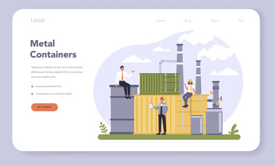 Poster - container and packaging industry web banner or landing page.
