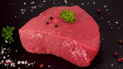 Wall Mural - red meat- raw beef piece and pepper