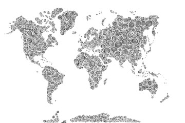  Weltkarte Muster Spirale Illustration Weiß