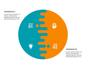 circle elements of graph, diagram with 2 steps, options, parts or processes. template for infographi