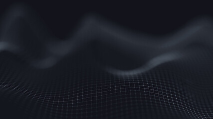 Poster - 3d abstract digital technology background. Futuristic sci-fi user interface concept with gradient dots and lines. Big data, artificial intelligence, music hud. Blockchain and cryptocurrency.
