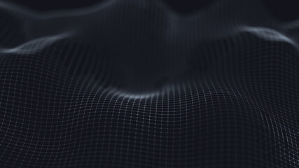 Poster - 3d abstract digital technology background. Futuristic sci-fi user interface concept with gradient dots and lines. Big data, artificial intelligence, music hud. Blockchain and cryptocurrency.