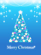 クリスマスツリー　星　輝き　招待状　ポスター　美しい　青