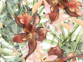  Orchid Seamless Pattern.