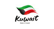Made in Kuwait handwritten flag ribbon typography lettering logo label banner