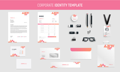 Pink professional business stationery set