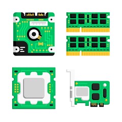 Wall Mural - Motherboard Component Illustration Set Design Flat Style