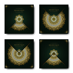 Wall Mural - Luxurious arabesque background with gold mandala style art vector