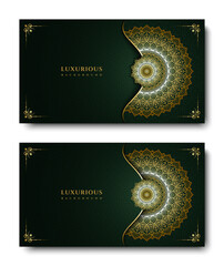 Wall Mural - Luxurious arabesque background with gold mandala style art vector