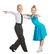 © oleghz - Sports ballroom dancing. Couple of kids, boy and girl  on isolated white background