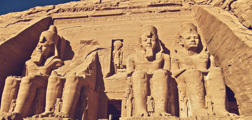 detail of the great temple of ramesses ii, abu simbel, egypt