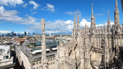 Wall Mural - Panorama shot of Milan in Italy in summer 4K shot