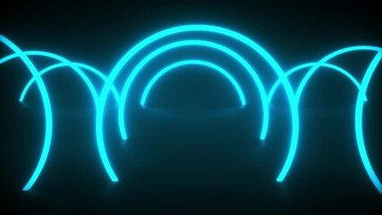 Poster - 3d render, abstract neon backdrop from circular arcade. Computer generated a virtual space with glowing rings.