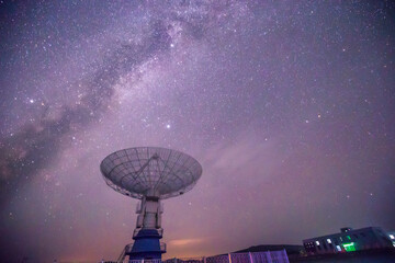 Sticker - Radio telescopes and the Milky Way at night