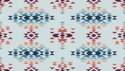 Tribal ethnic multicolored geometric triangle pattern seamless vector abstract background 