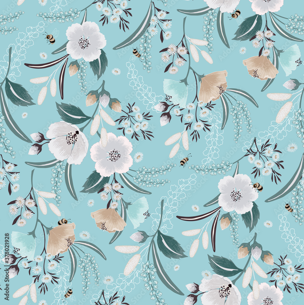 Vector illustration of seamless floral pattern in spring for Wedding ...