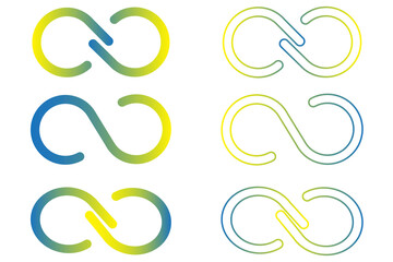 Poster - Infinity symbol. Color set of logos infinite. Colorful loops. Bright ribbons. Vector illustration. Stock image.