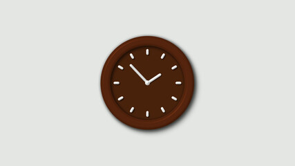 Amazing brown dark 3d wall clock isolated on white background,clock isolated