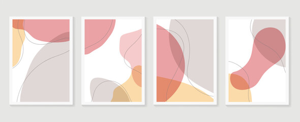 Abstract Geometric shapes vector collection. Abstract organic shape background design for wedding invitation, clipart, print, cover, wallpaper, Wall art, Mid century modern art. Vector illustration..