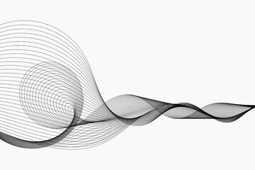 Poster - abstract black wave lines on white background