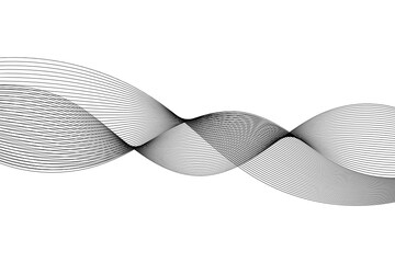Poster - abstract black wave lines on white background