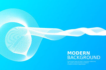 Poster - abstract white wave lines on blue background