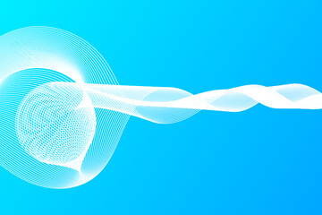 Poster - abstract white wave lines on blue background