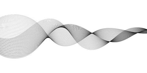 Poster - abstract black wave lines on white background
