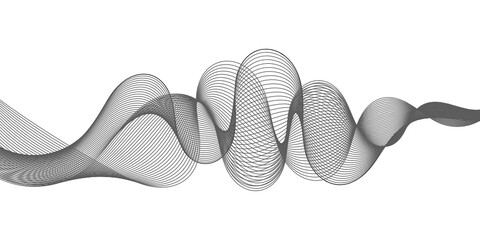 Poster - abstract black wave lines on white background