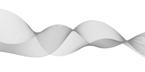 Poster - abstract black wave lines on white background