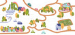 © Yana - Vector trail map with pathways and camp
