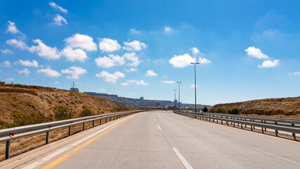 Empty wide highway outside the city