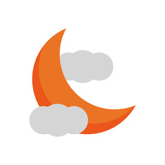 Poster - crescent moon and clouds flat style icon