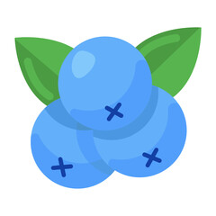 Poster - 
Blueberries with leaves, editable vector 
