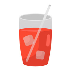 Poster - 
Refreshing summer juice vector, glass with straw 
