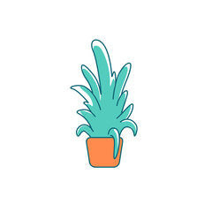 Poster - Indoor plant flat color vector object. Tropical greenery for house decoration. Sprout with leaves. Potted office greenery isolated cartoon illustration for web graphic design and animation