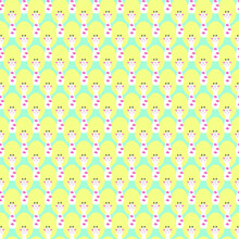 Cow With Yellow Oval Dots And Blue Background Seamless Repeat Pattern