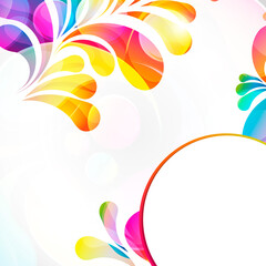 Aufkleber - Abstract colorful paisley arc-drop pattern on a white background. Transparent colorful drops and circles design card.  Vector illustration.