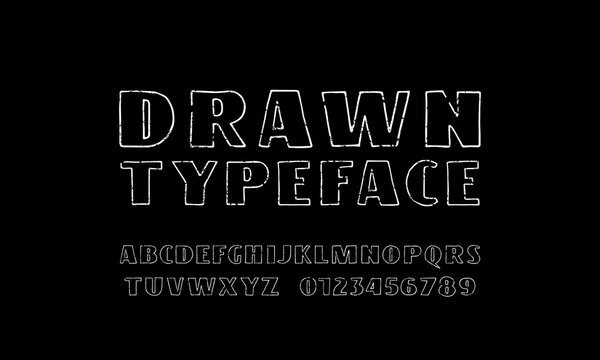 Sans serif font in the style of handmade graphic