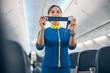 Charming air hostess training safety prior procedures to flight take off