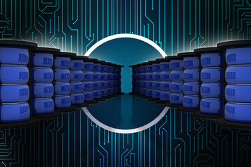 Poster - 3d rendering Database storage data base