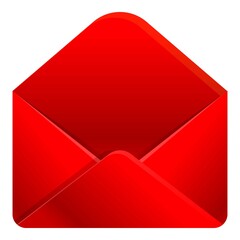 Poster - Red envelope icon. Cartoon of red envelope vector icon for web design isolated on white background